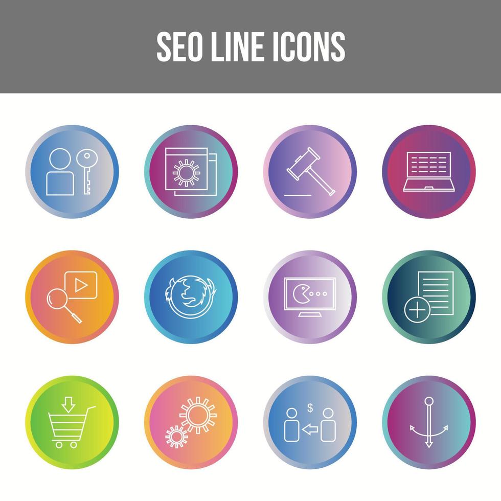Unique SEO Line icon set vector