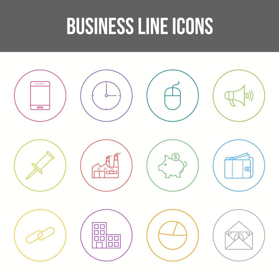 Unique Business Line icon set vector