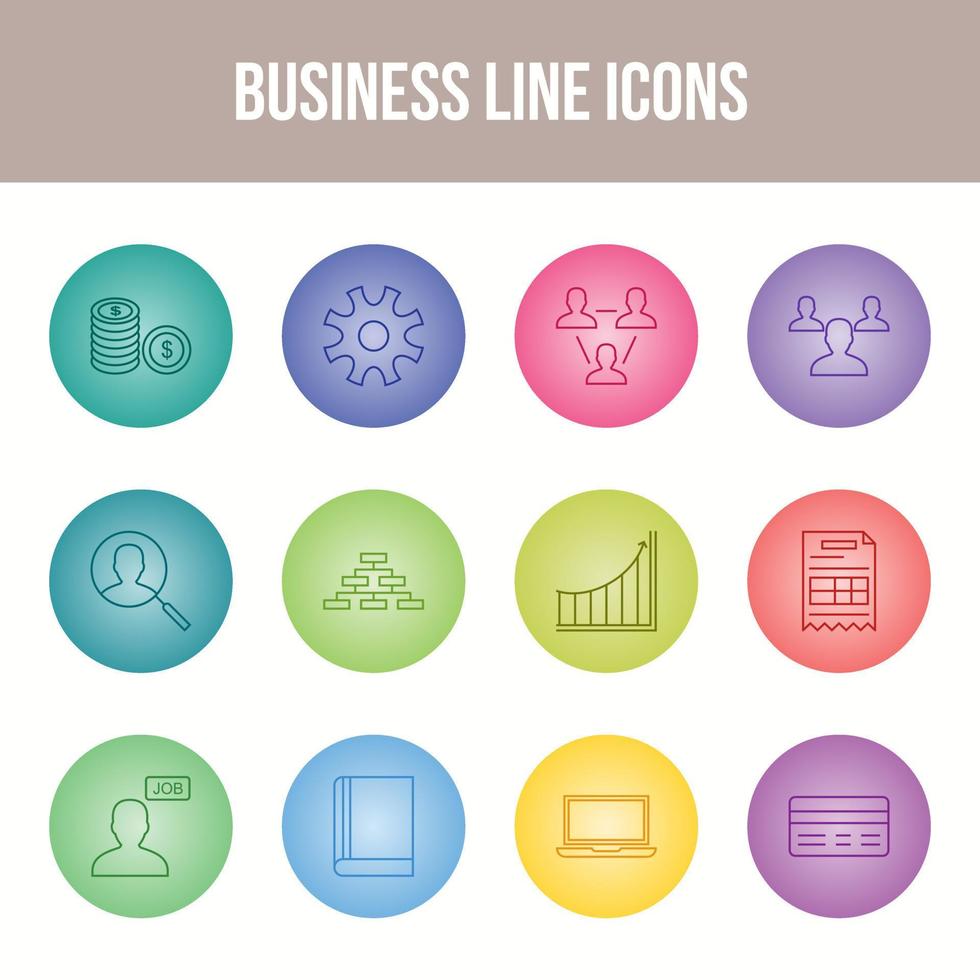 Unique Business Line icon set vector