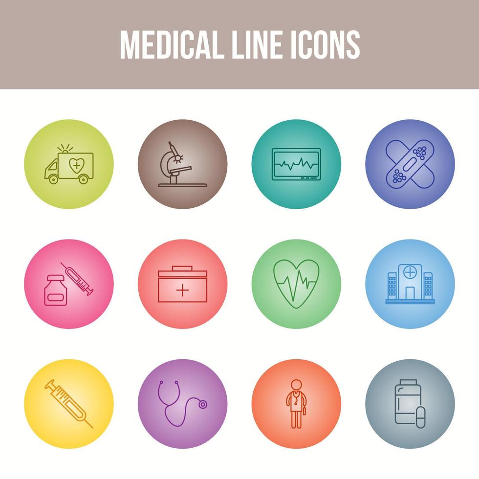 conjunto de iconos de línea médica única vector