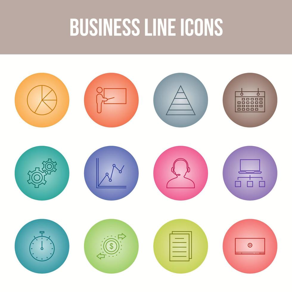 Unique Business Line icon set vector