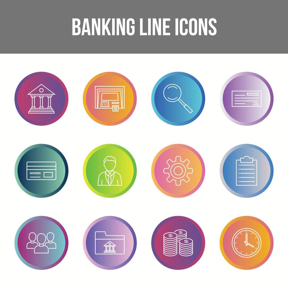 Unique Banking Line icon set vector