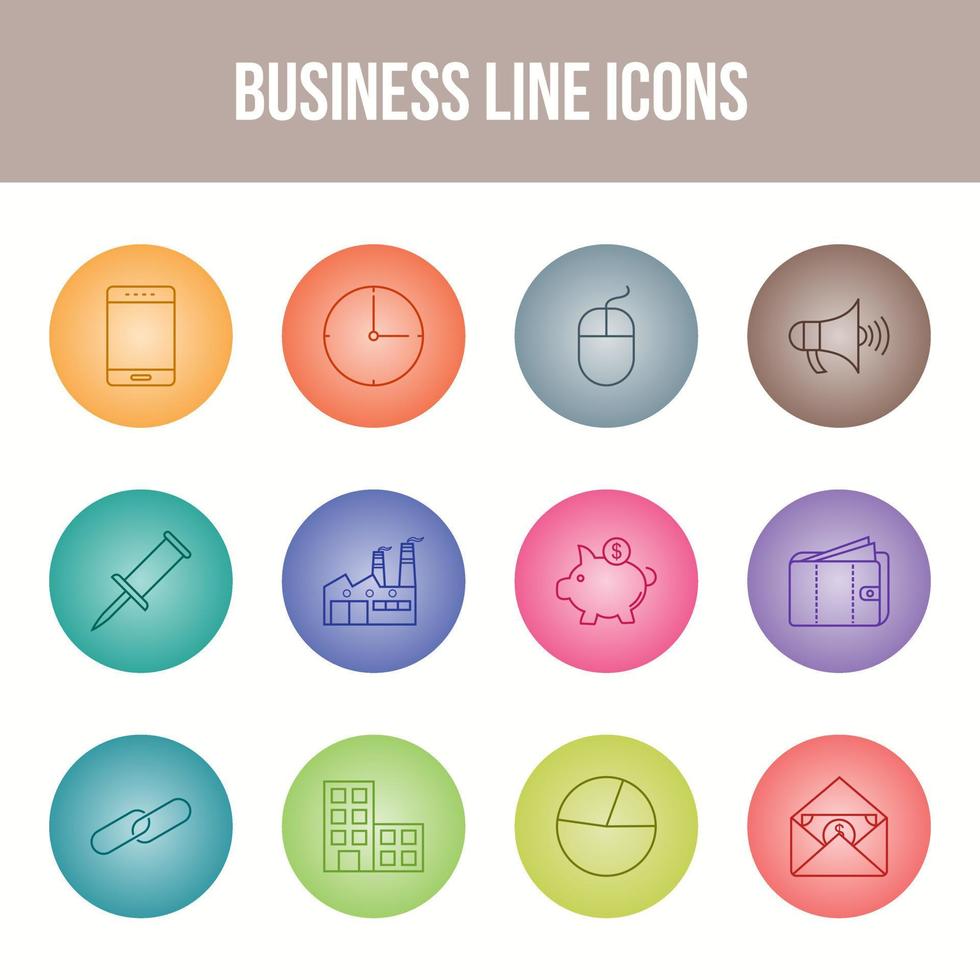 Unique Business Line icon set vector