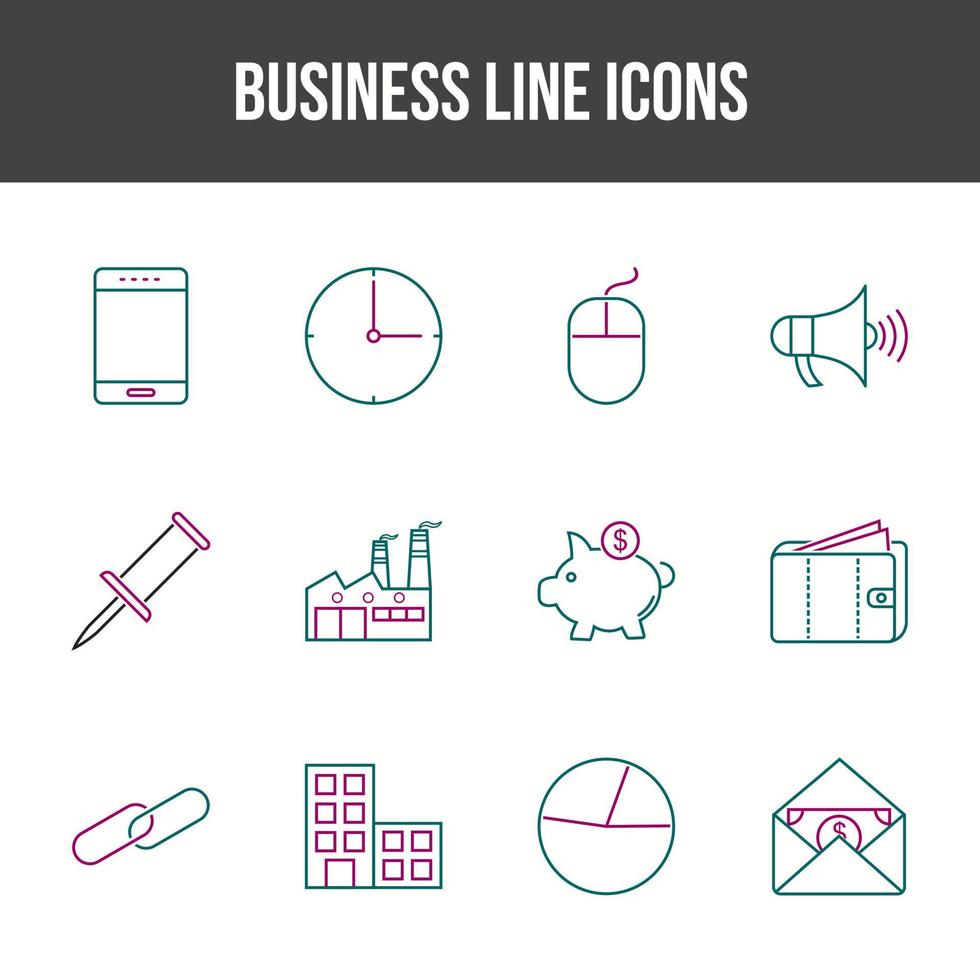 Unique Business Line icon set vector