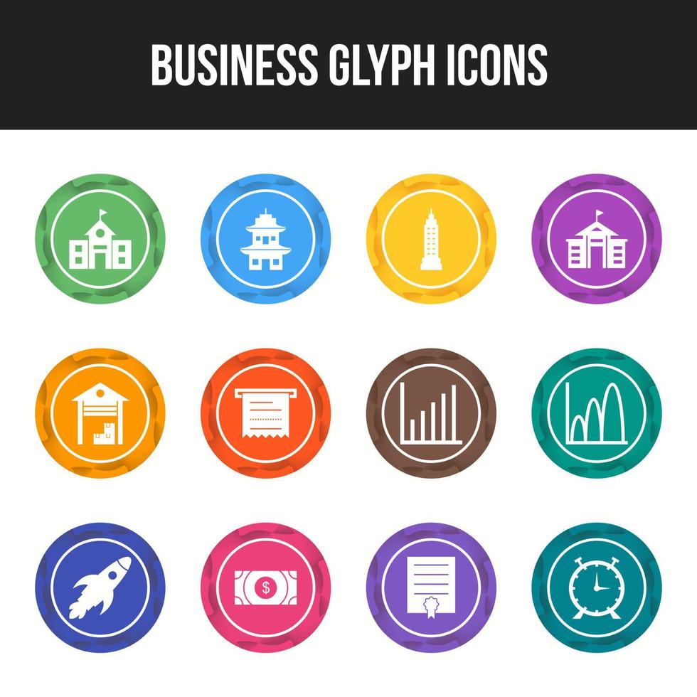conjunto de iconos de glifo de negocio único vector