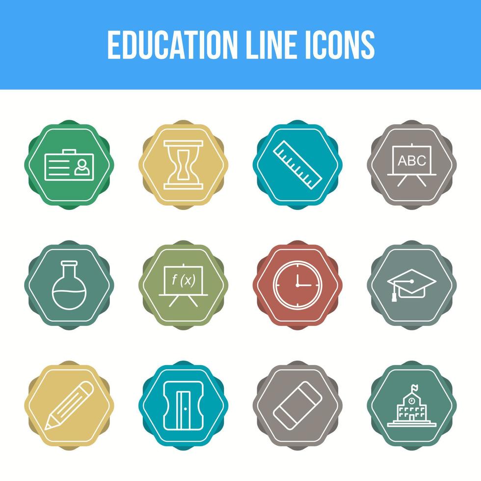 conjunto de iconos de línea de educación única vector