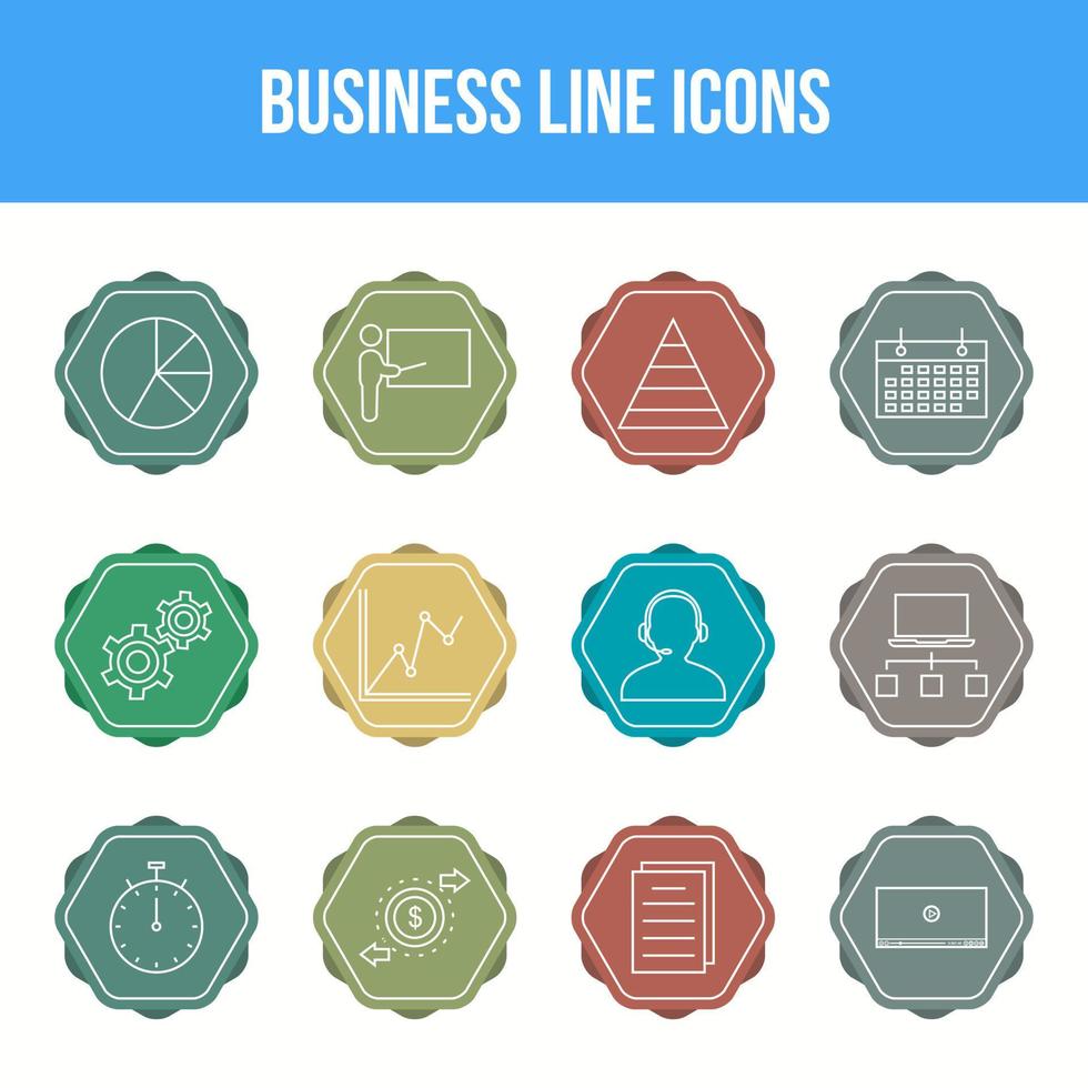 Unique Business Line icon set vector