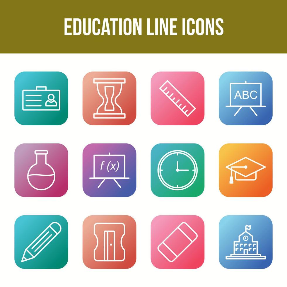 conjunto de iconos de línea de educación única vector