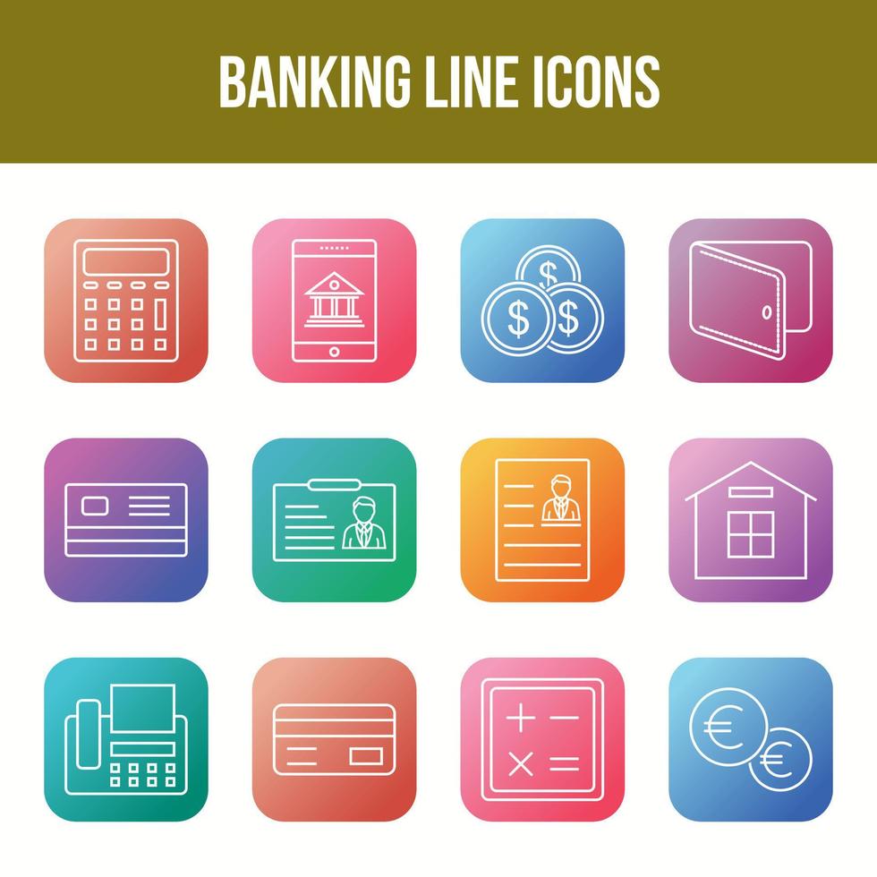 Unique Banking Line icon set vector