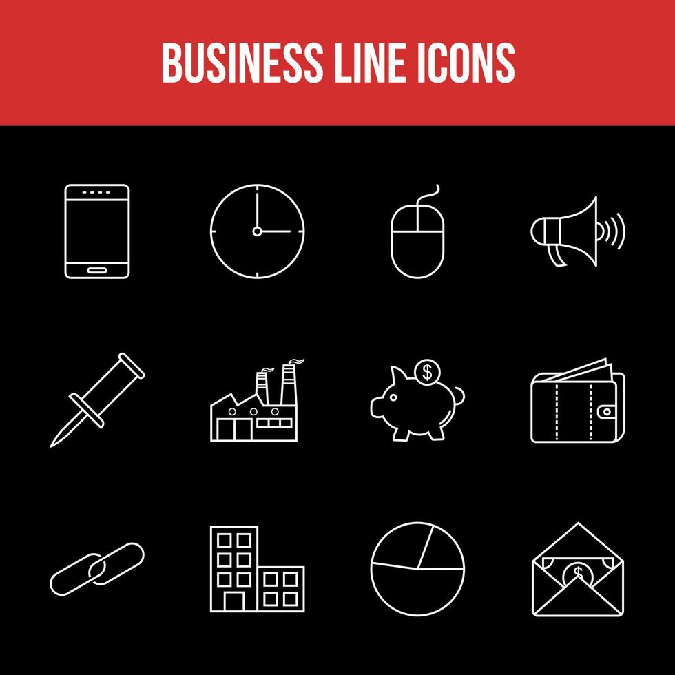 Unique Business Line icon set vector