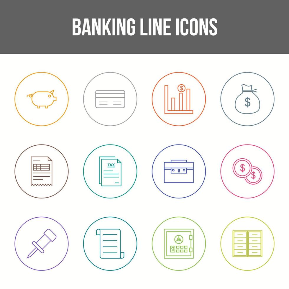 Unique Banking Line icon set vector