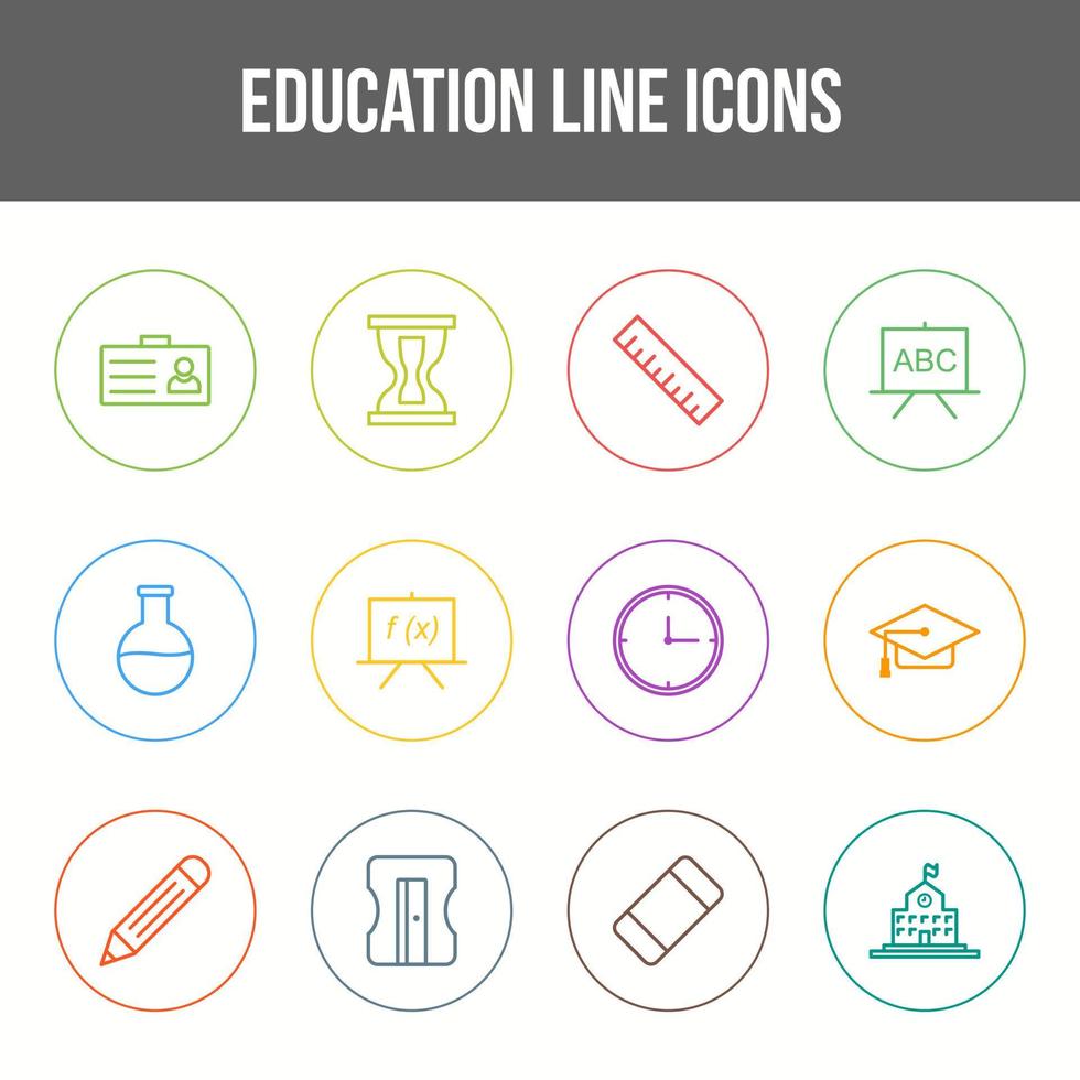 conjunto de iconos de línea de educación única vector