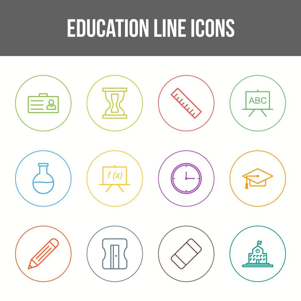 Unique Education Line icon set vector