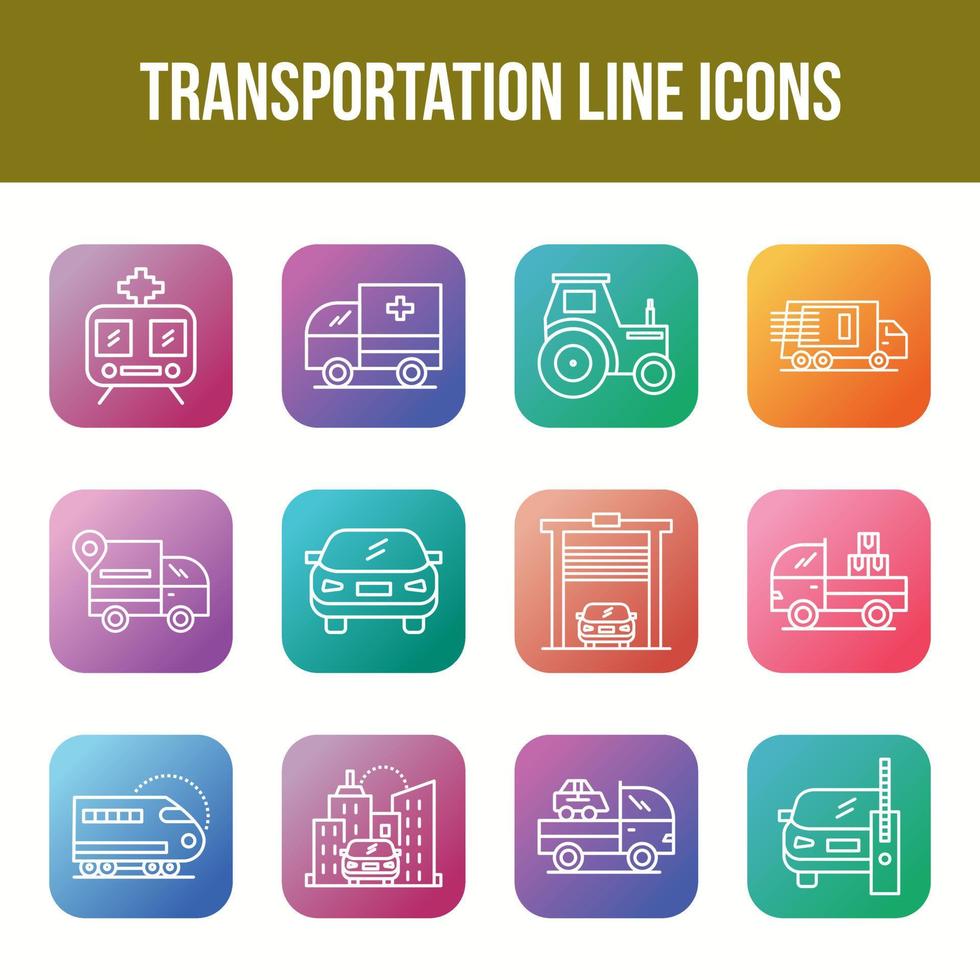 conjunto de iconos de línea de transporte único vector