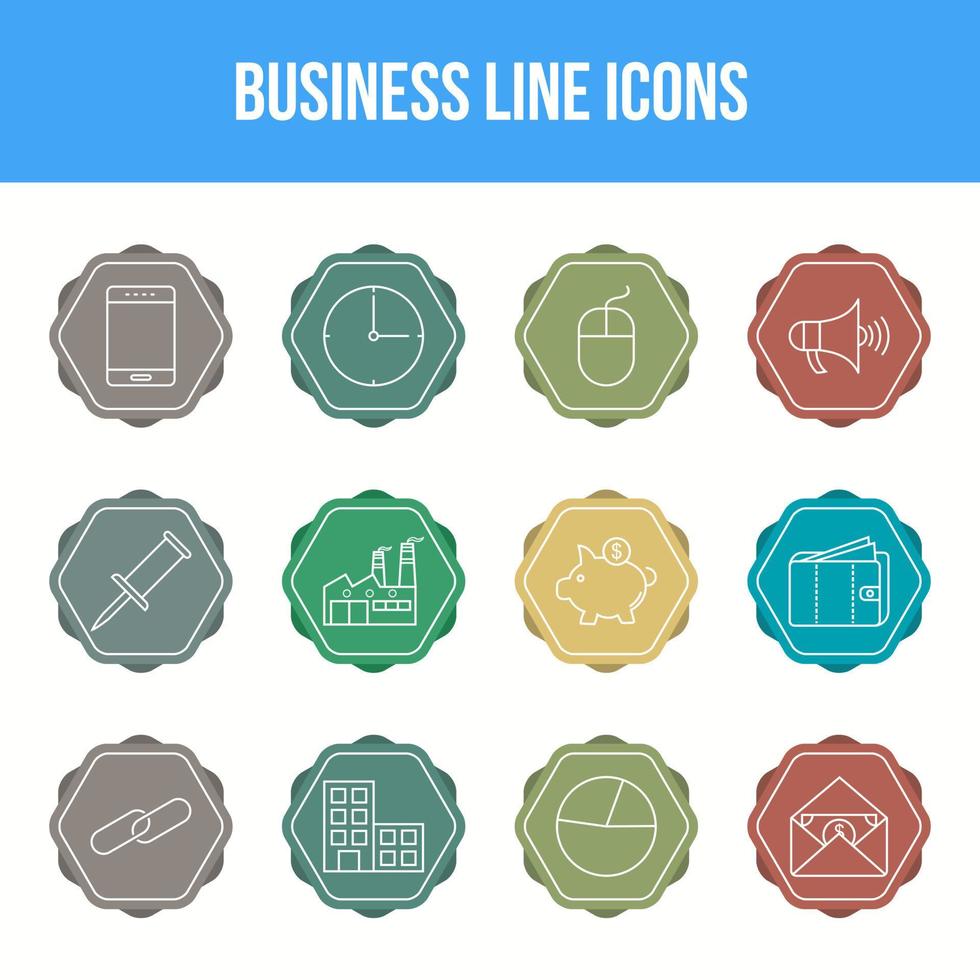 Unique Business Line icon set vector