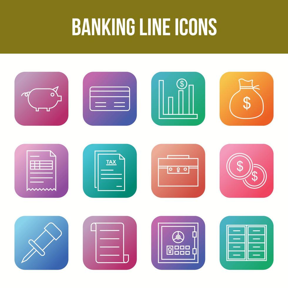 Unique Banking Line icon set vector