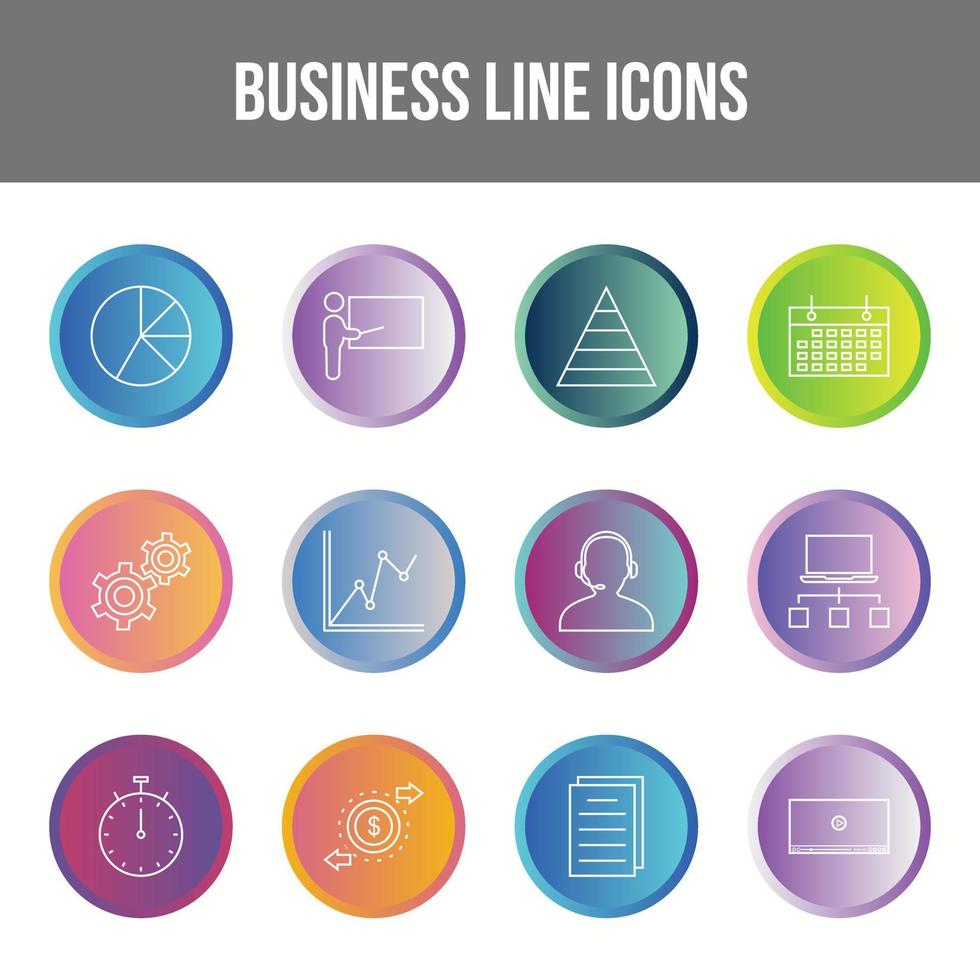 Unique Business Line icon set vector