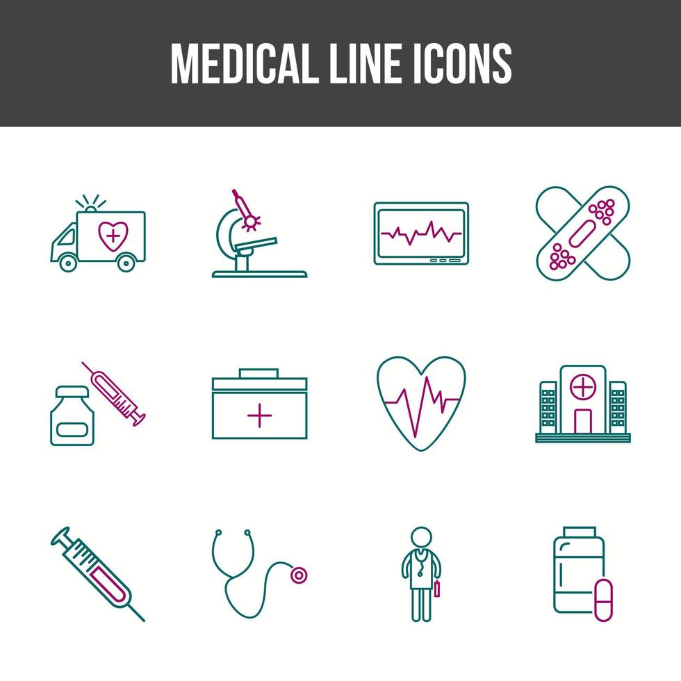 conjunto de iconos de línea médica única vector