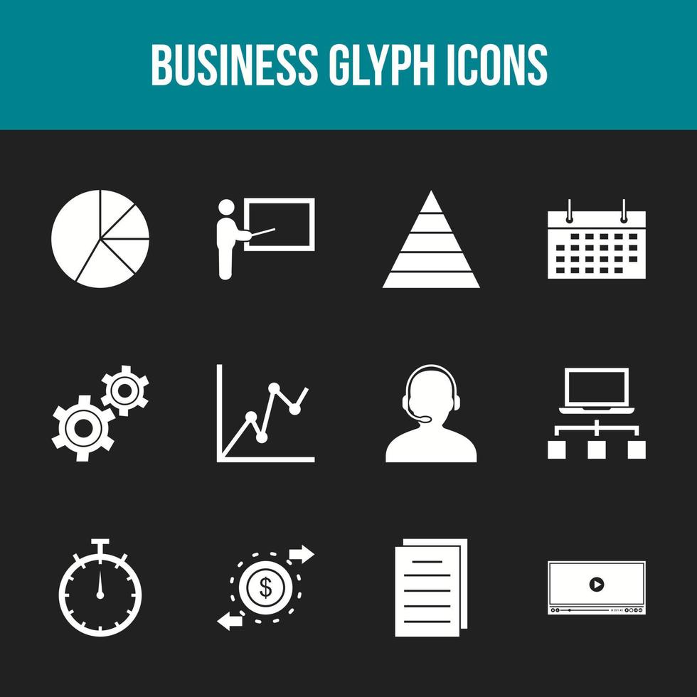 Unique Business Glyph icon set vector