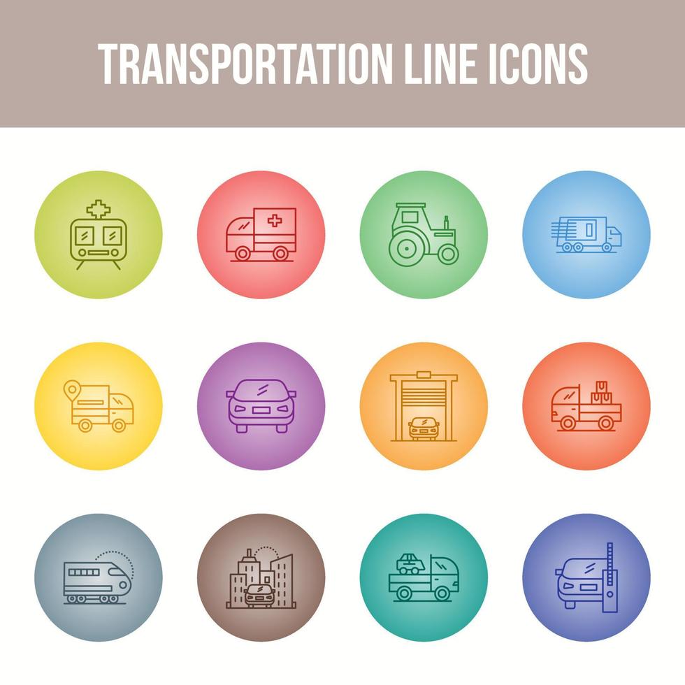 conjunto de iconos de línea de transporte único vector