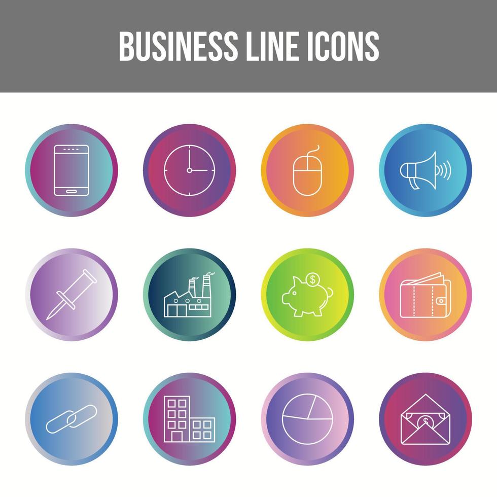 Unique Business Line icon set vector