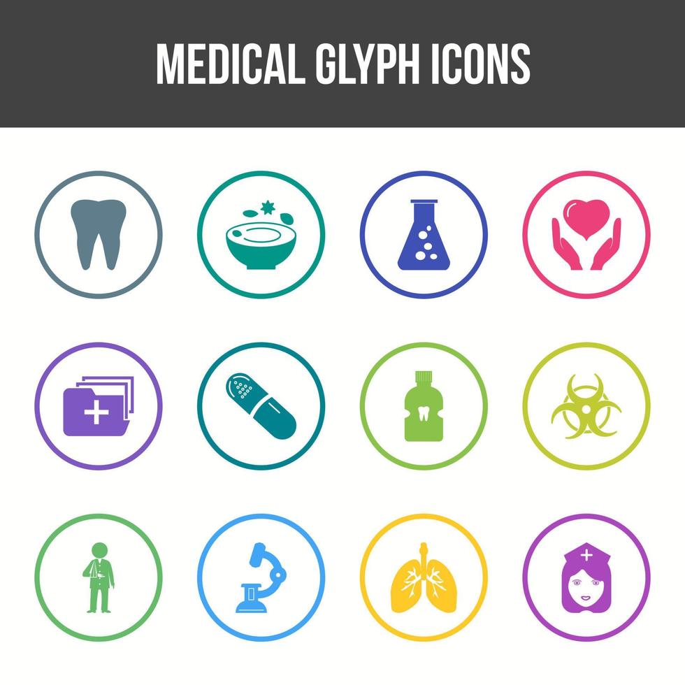 Unique Medical Glyph icon set vector