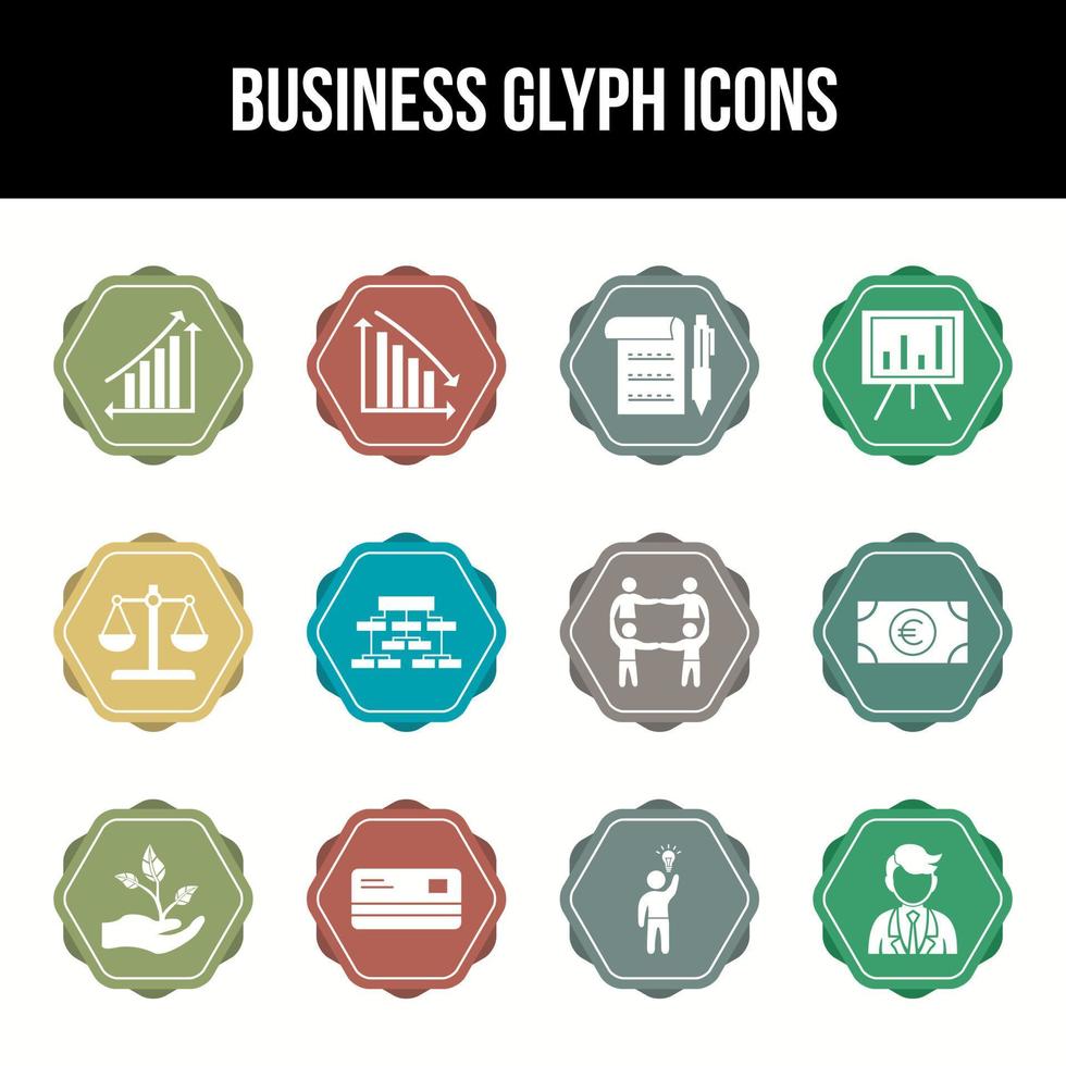 Unique Business Glyph icon set vector