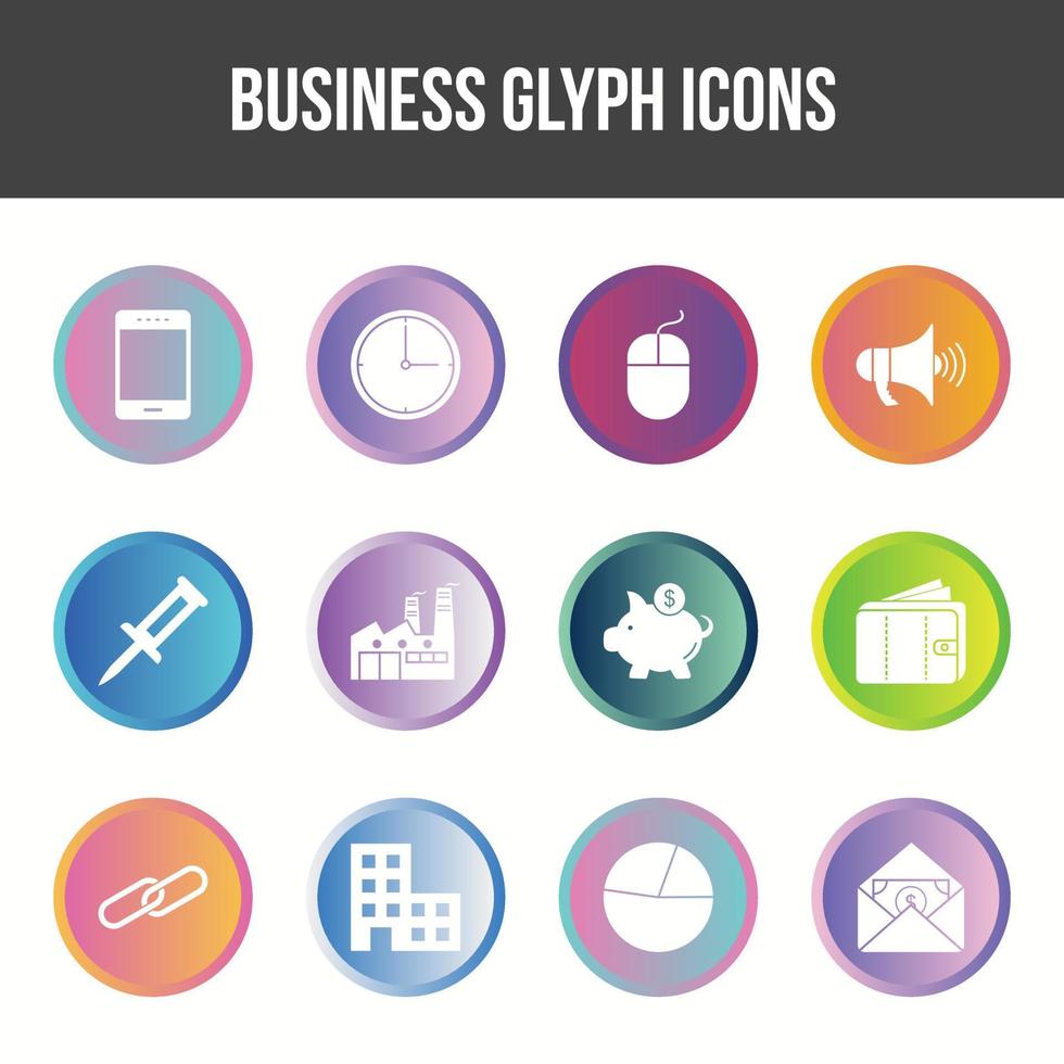 Unique Business Glyph icon set vector