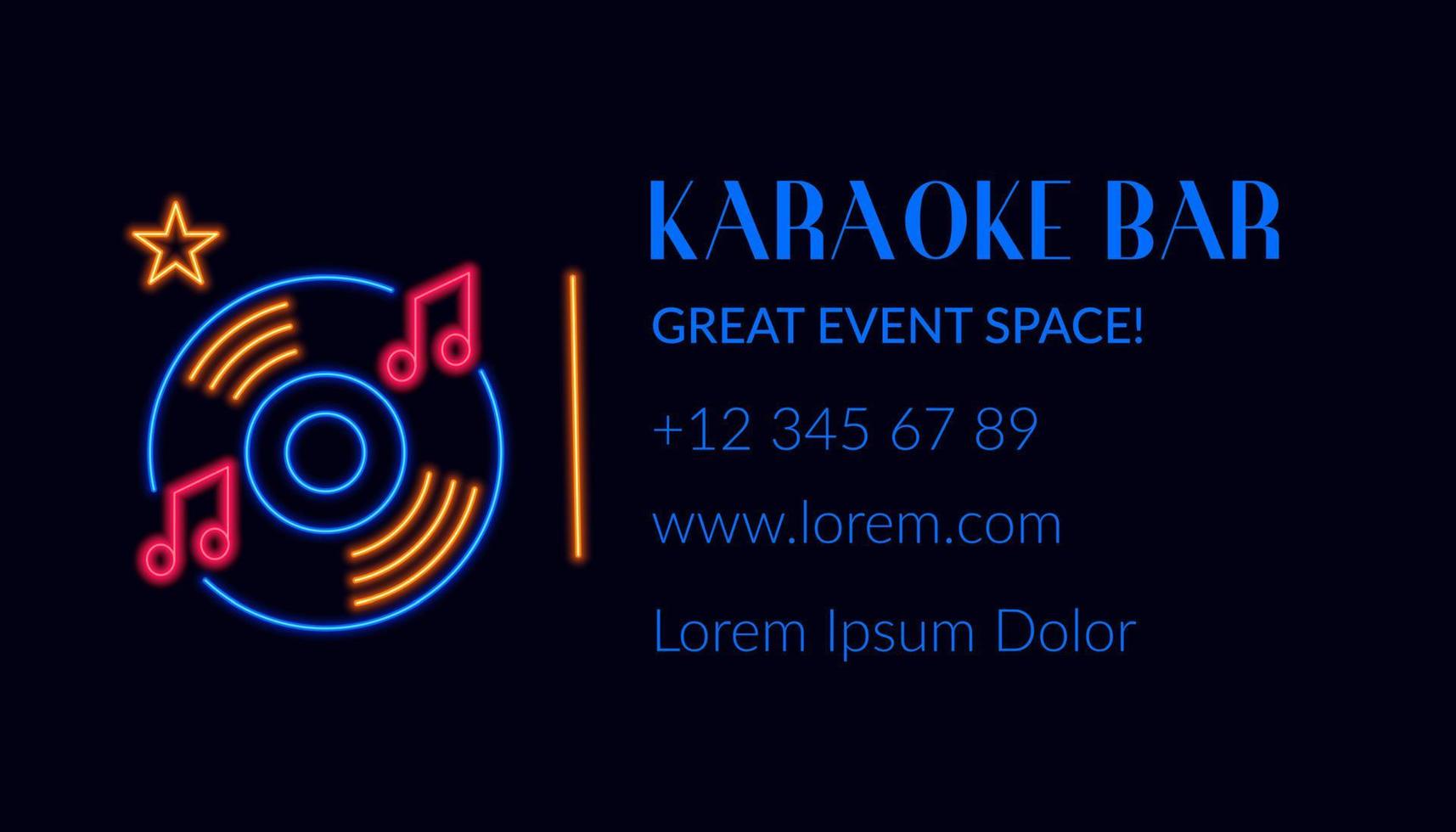 bar de karaoke, tarjeta de visita con logo e información vector