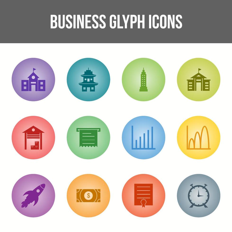 Unique Business Glyph icon set vector