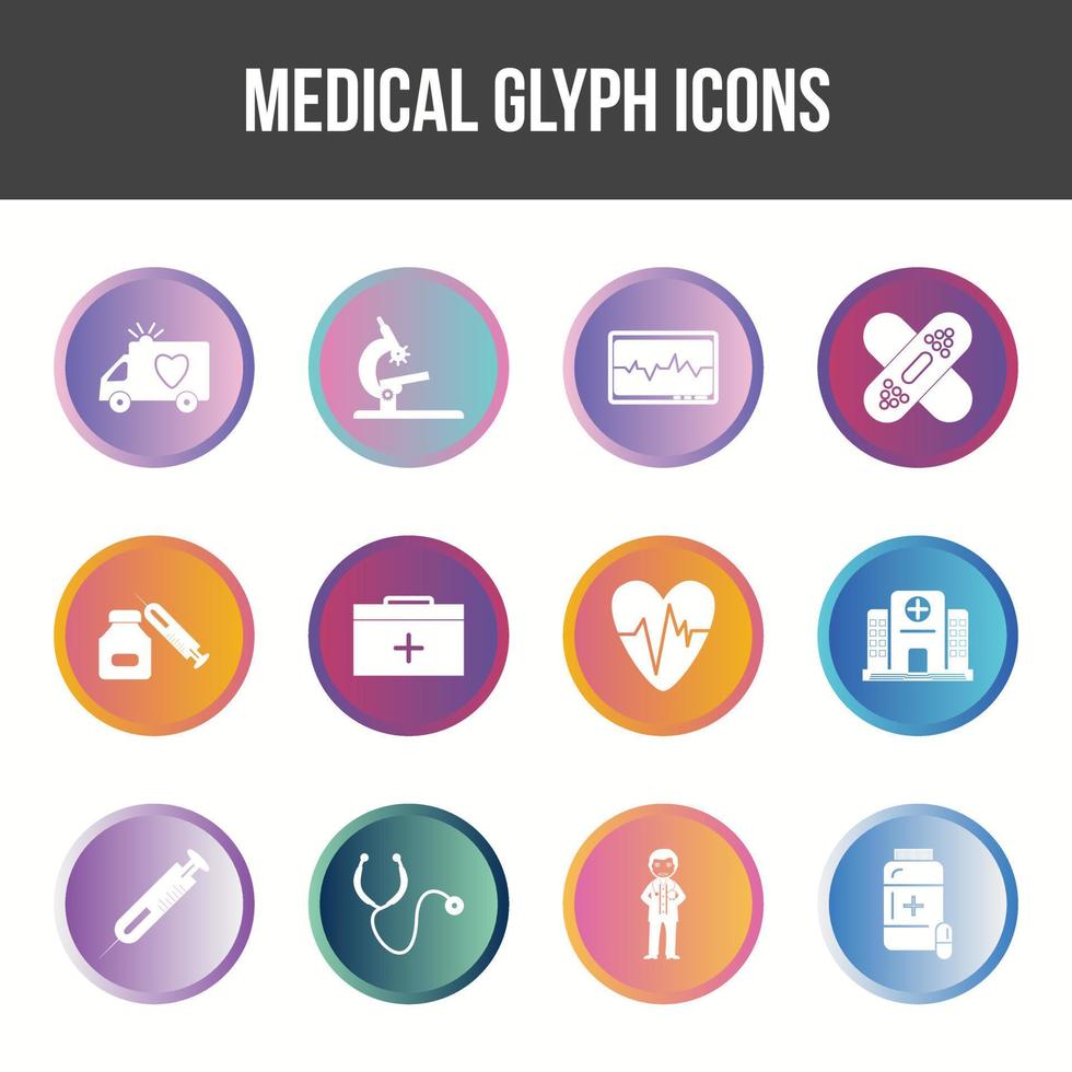 Unique Medical Glyph icon set vector