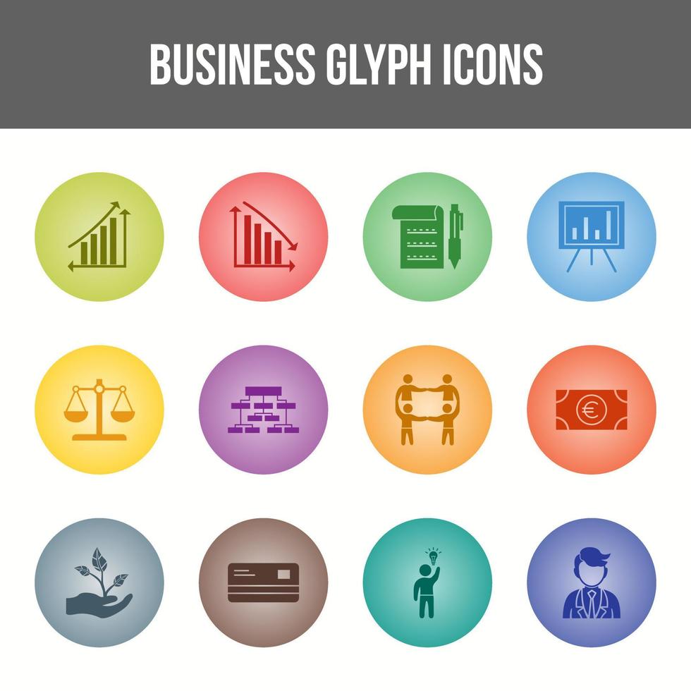 Unique Business Glyph icon set vector