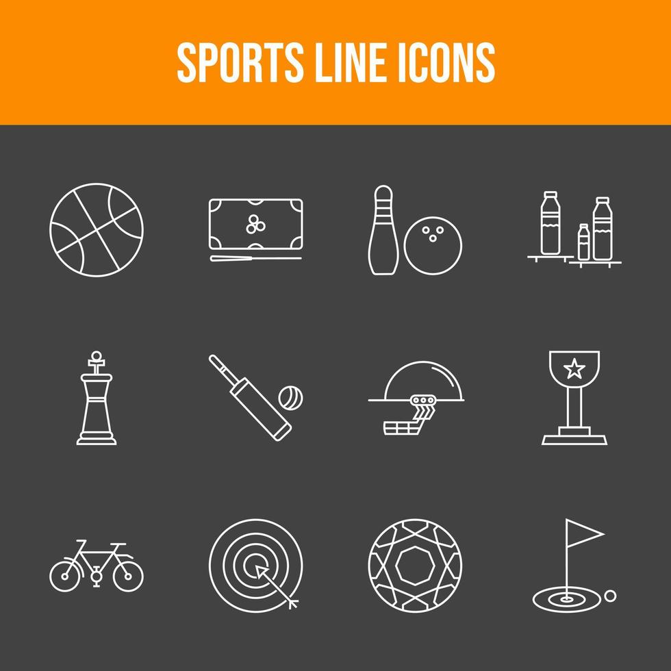 conjunto de 12 iconos de vector de deportes únicos