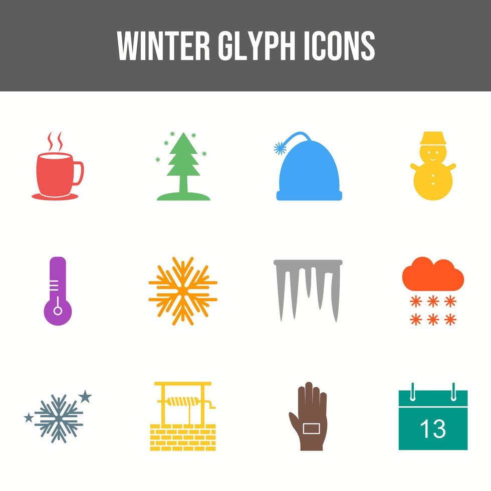 hermoso conjunto de iconos de vector de invierno