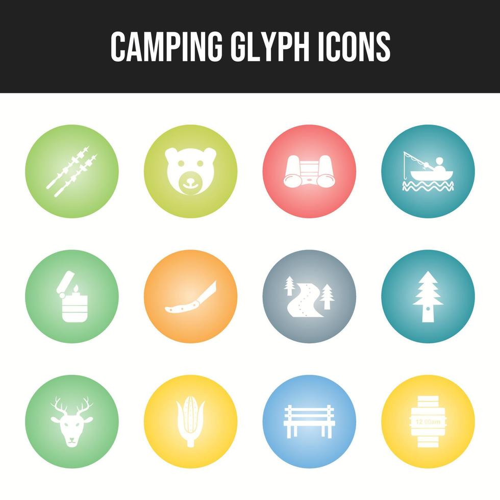 Beautiful Camping vector icon set