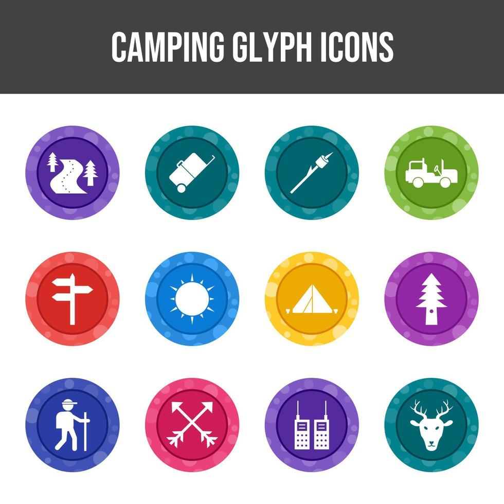 hermoso conjunto de iconos de vector de camping