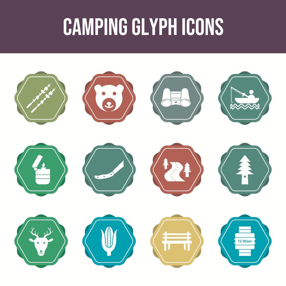 Beautiful Camping vector icon set