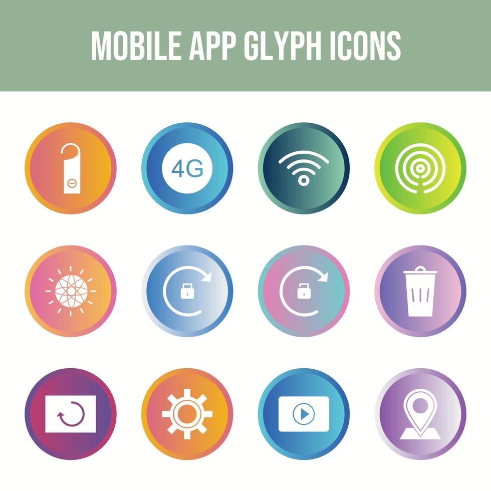 12 Mobile App Vector Icons in One Set