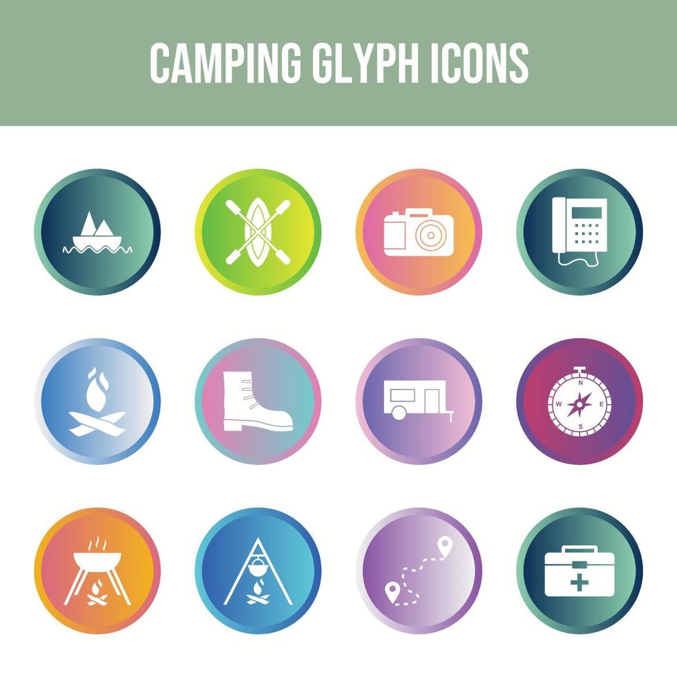 Beautiful Camping vector icon set