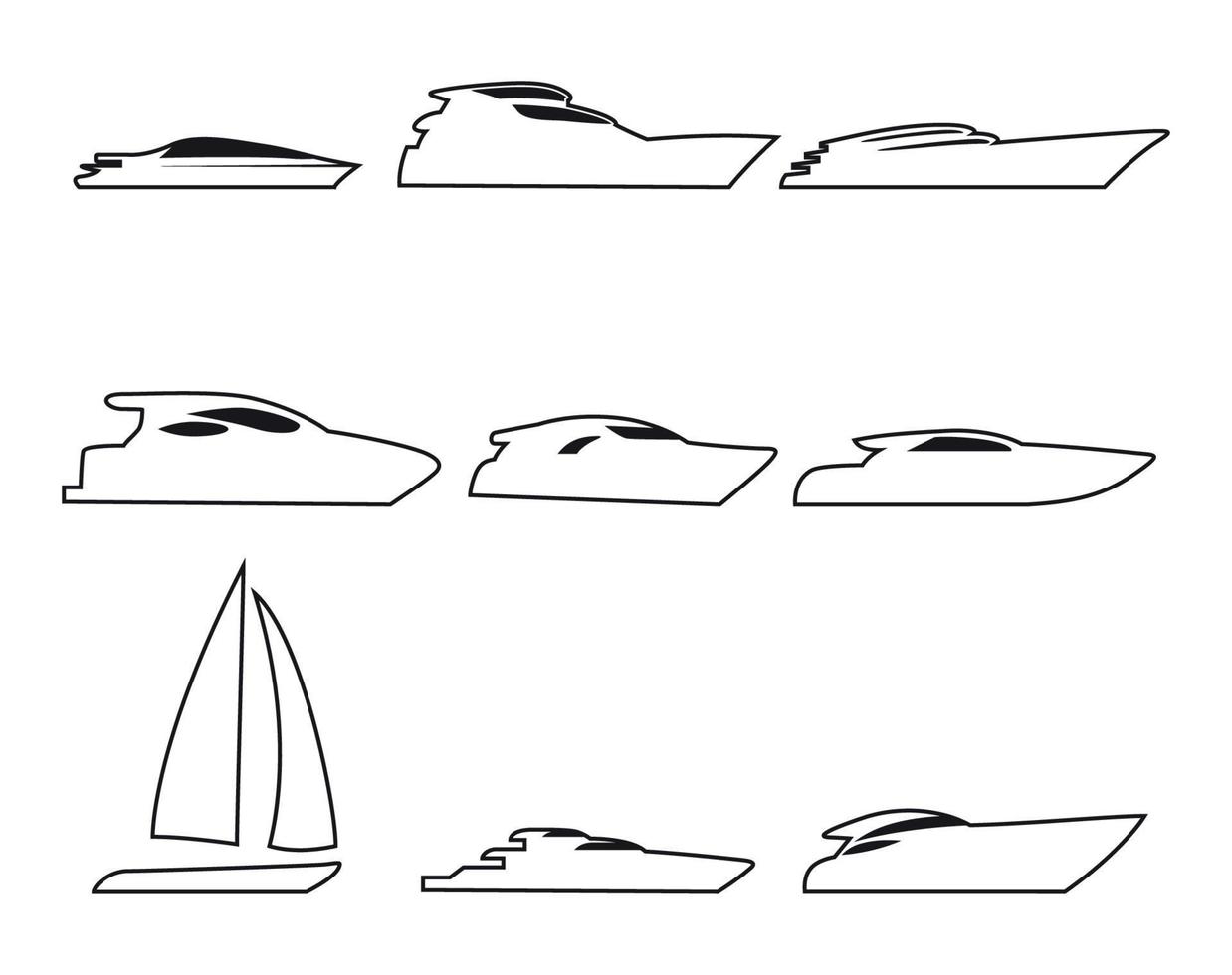 conjunto de íconos aislados en un yate temático, barco vector