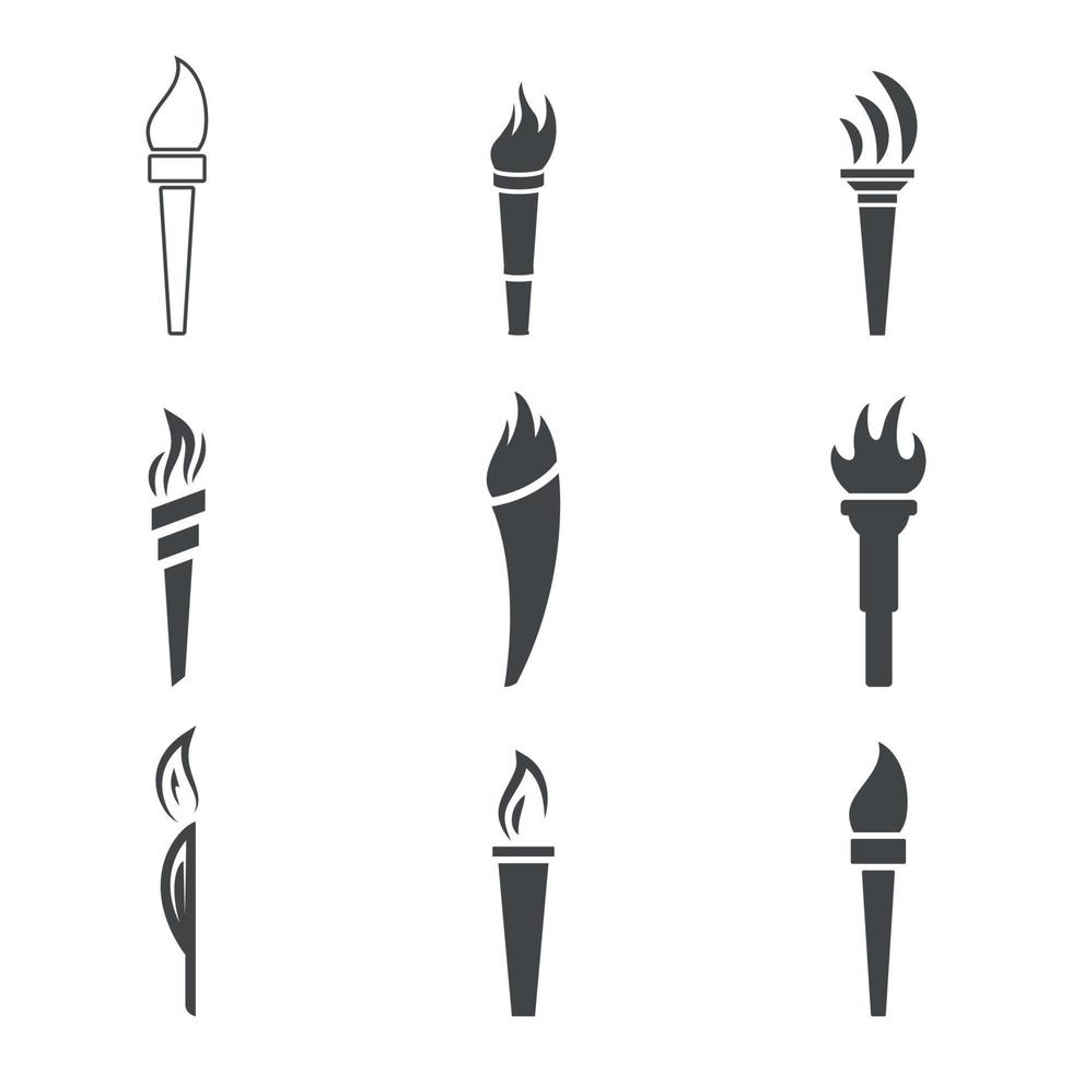 Set of islated icons on a theme torch vector