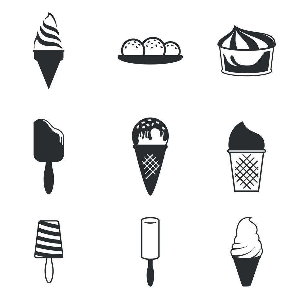 conjunto de iconos aislados en un helado temático vector