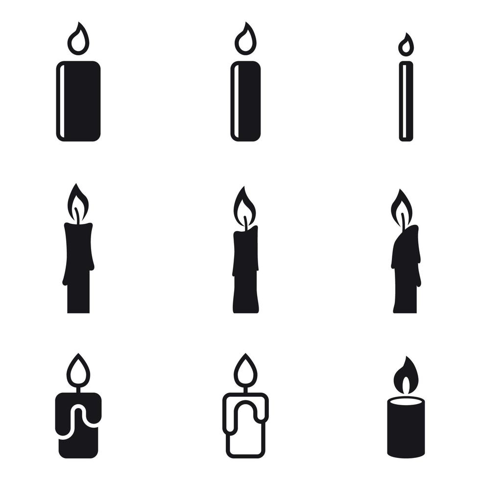 conjunto, de, negro, aislado, iconos, velas vector