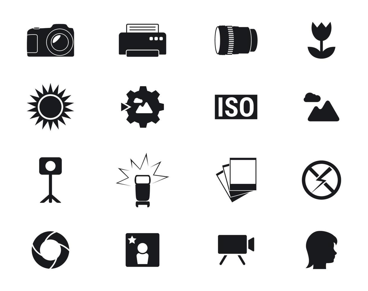 Set of isolated black icons on a theme photo vector
