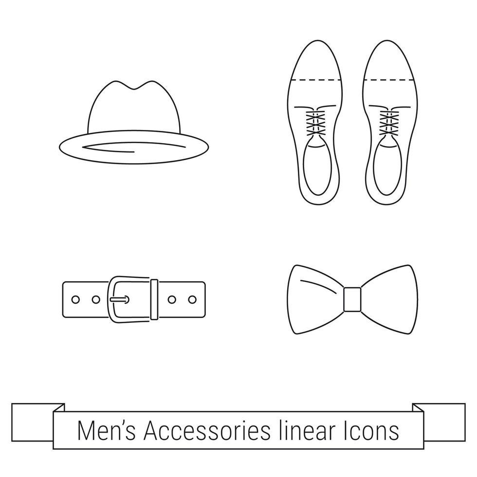 conjunto de iconos web de esquema de accesorios de cuatro hombres vector