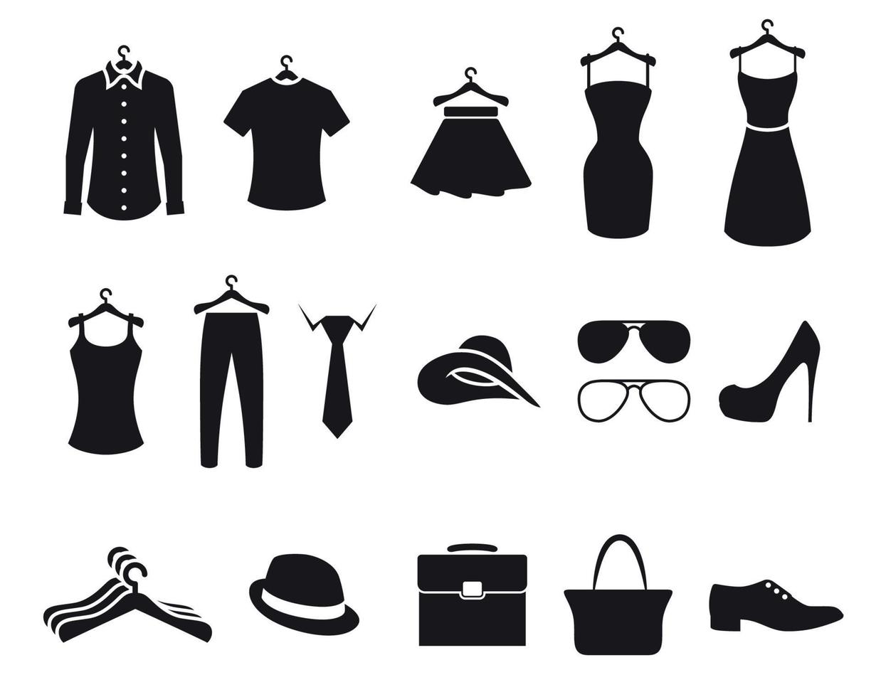 Set of isolated black icons on a theme clothing store vector
