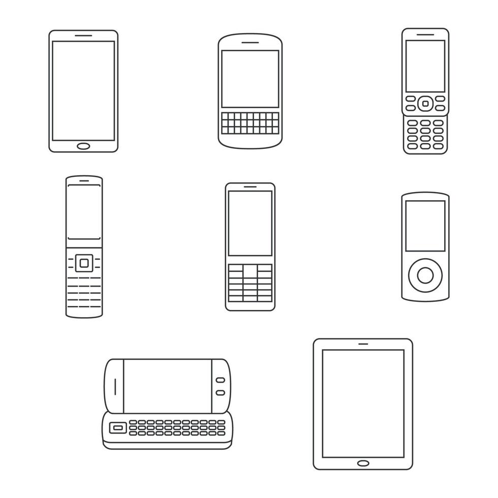 conjunto de iconos de línea aislados en un teléfono móvil temático vector