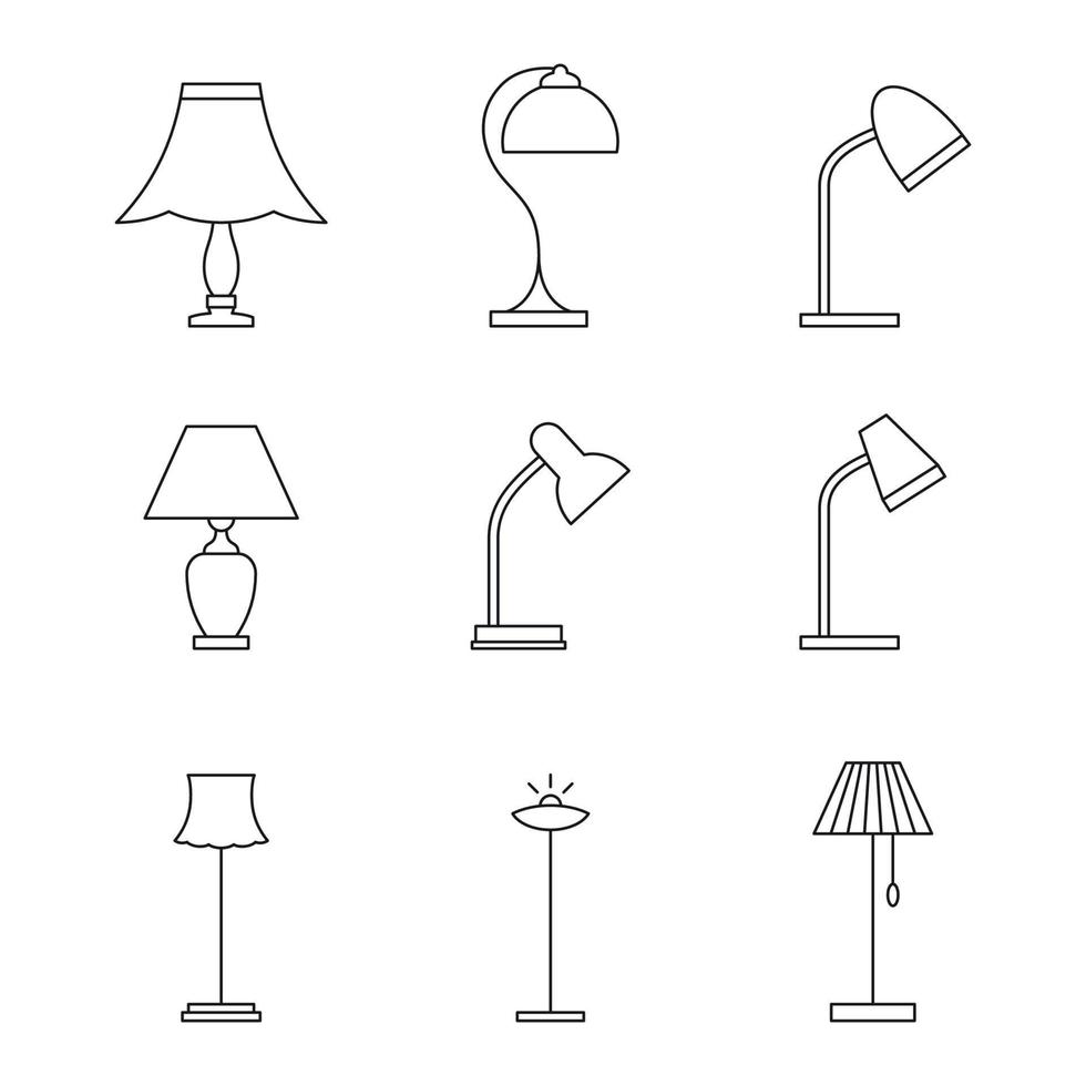 Light fixture linear icons Lamps and lighting devices vector