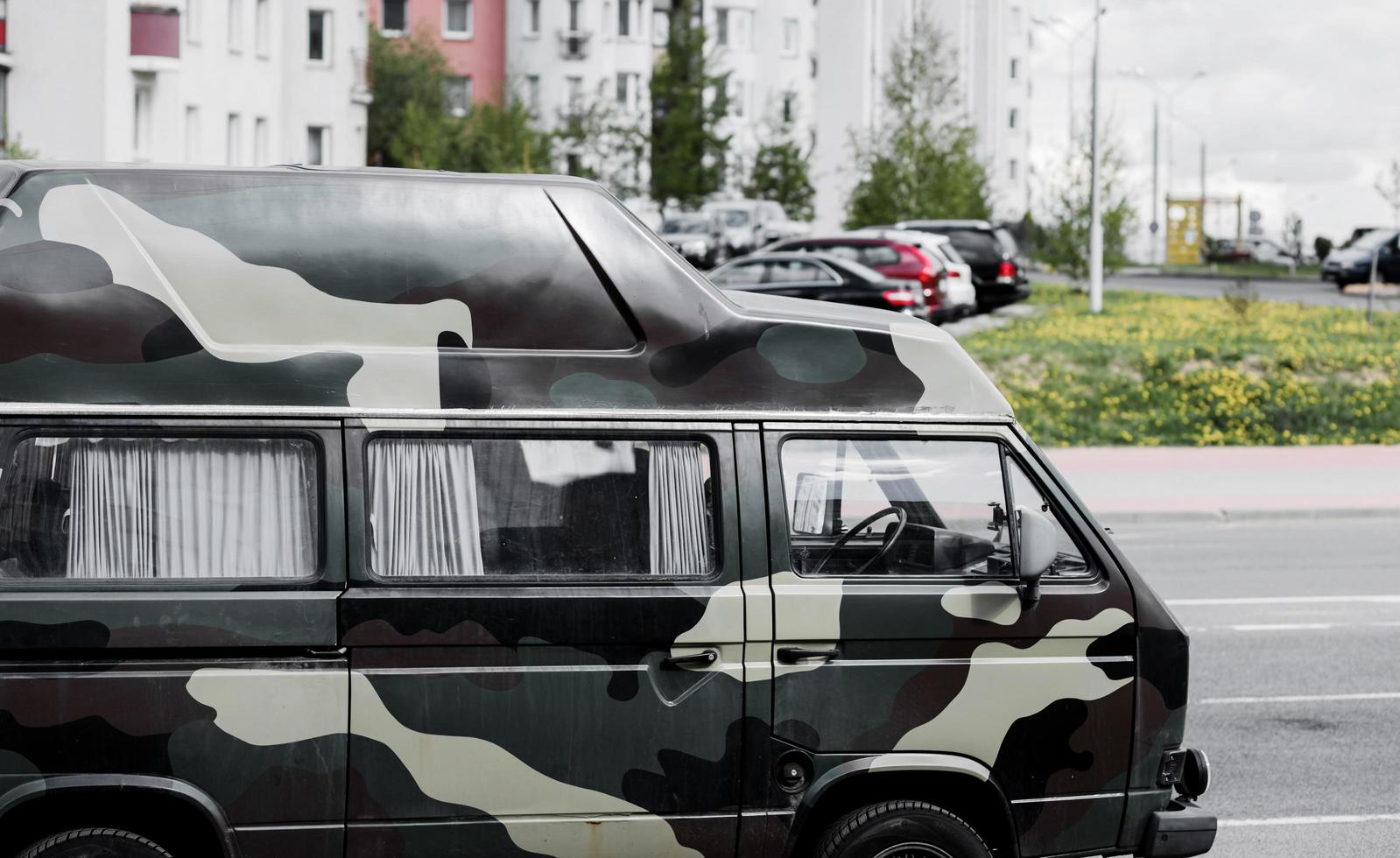 Minsk, Belarus, January 2023 - camouflage car in parking photo