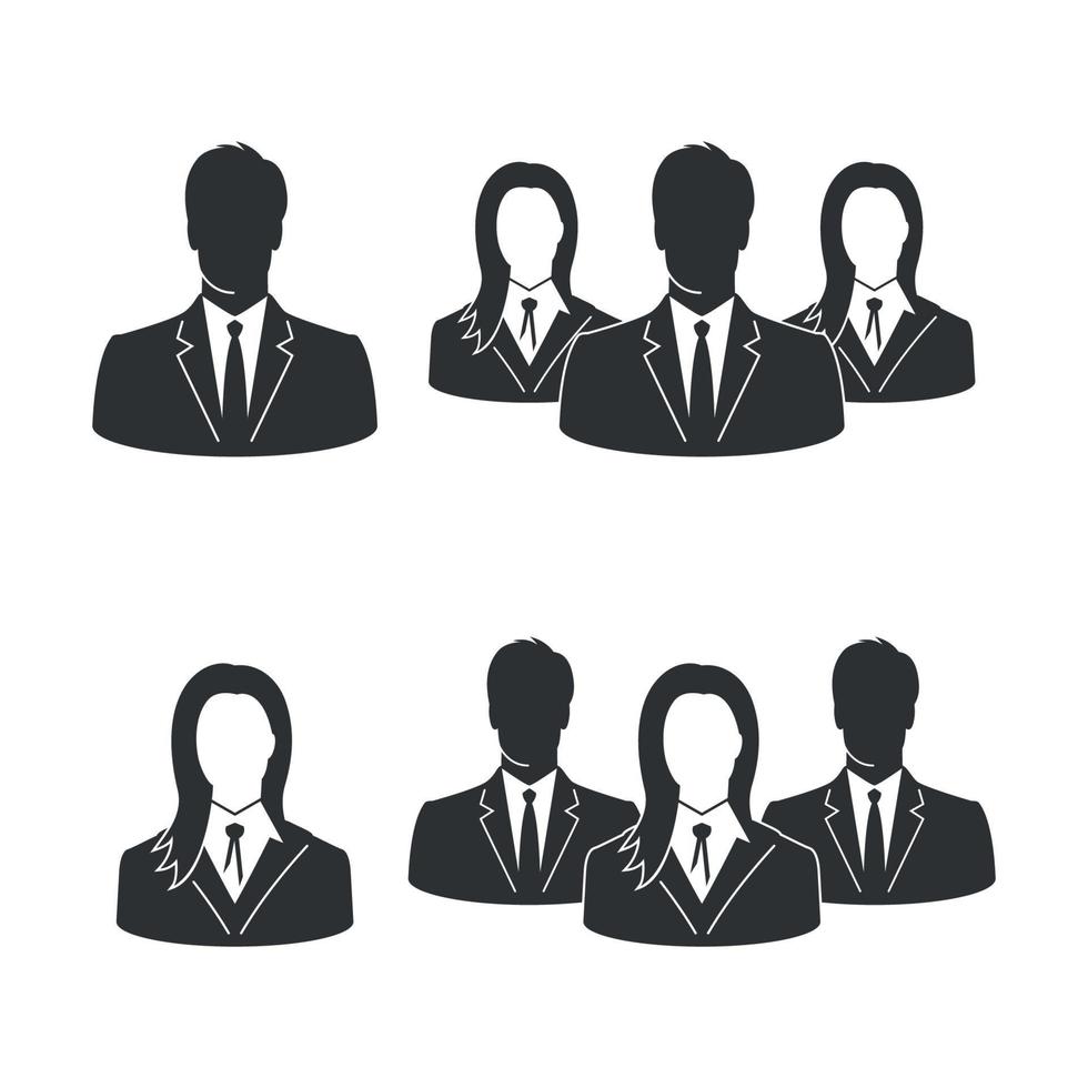 icons of group of business people with leader on foreground vector